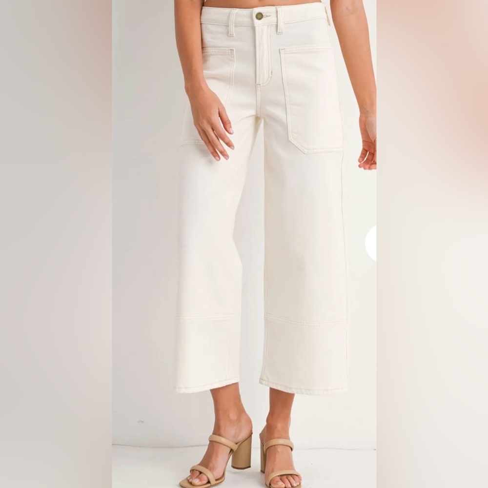 Just Black Denim Chalked Up Cropped Wide Leg Jean